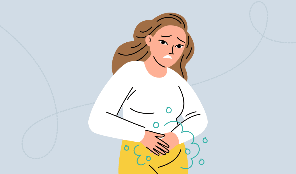 A girl feels bloating