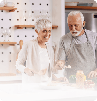 Couple cooking in the kitchen