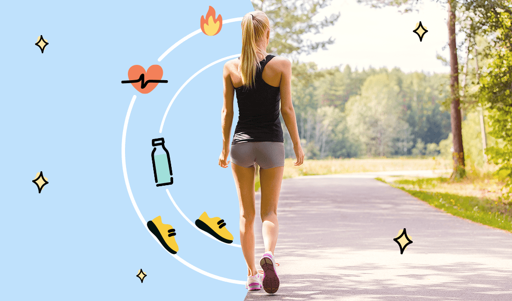 A woman walks in the forest